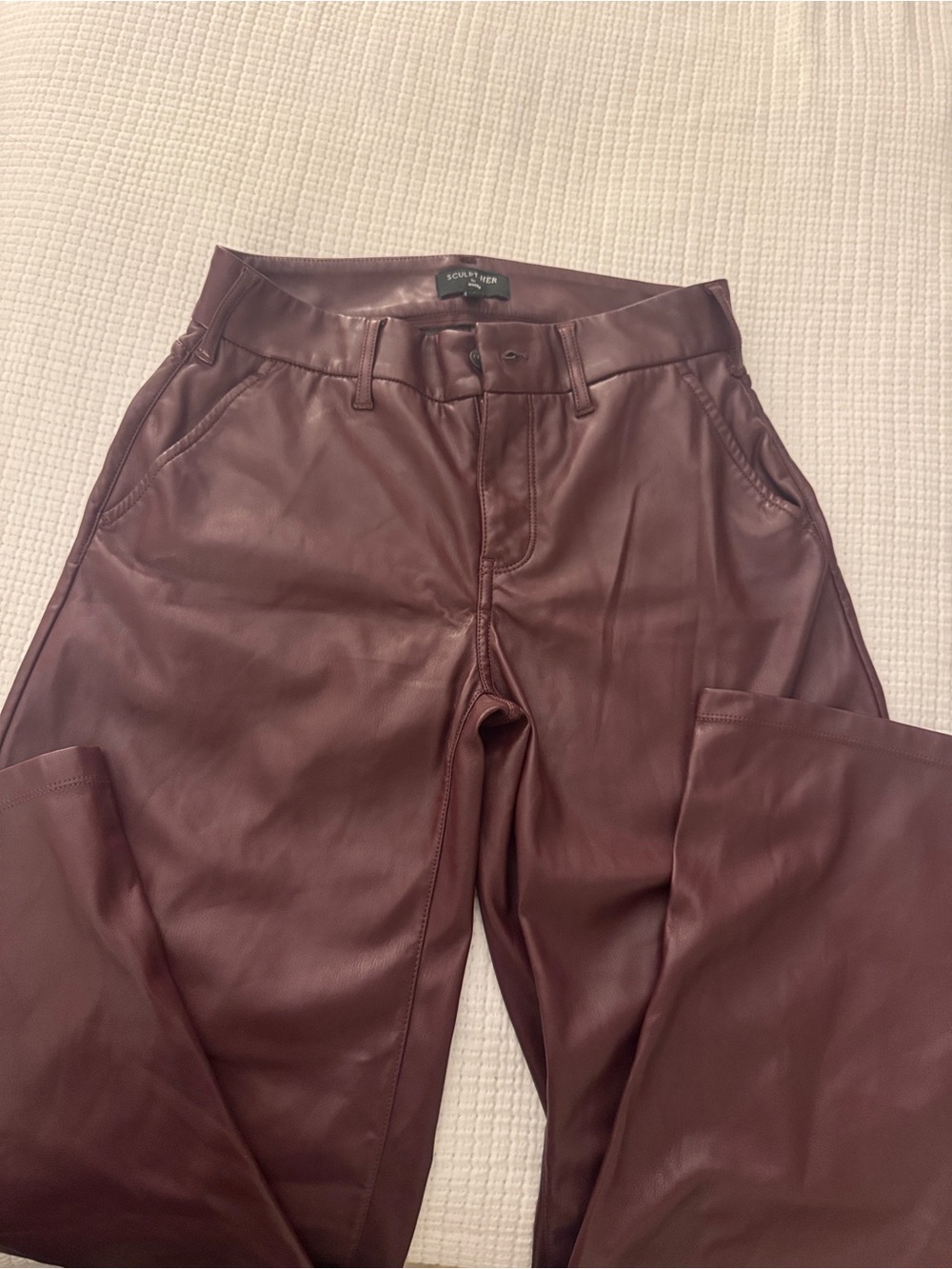 NYDJ Faux Leather Wide-Leg Pants in Plum